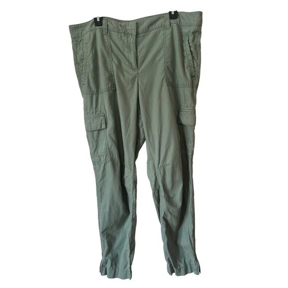 Ann Taylor LOFT Green Utility Cargo Pants Size 14 | Cotton Lyocell Blend - Picture 1 of 5
